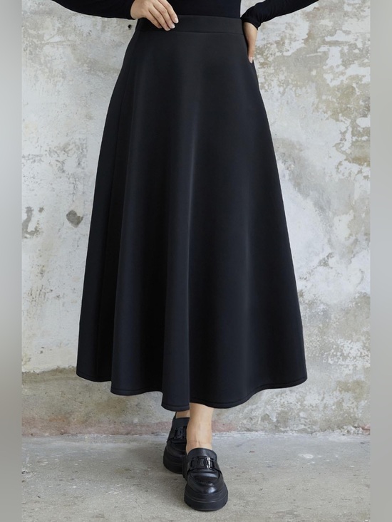 Batik Dresses & Skirts - Batik Black Faux Suede A-Line Midi Skirt Sz 38